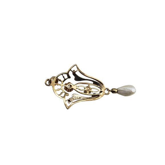 14K Yellow & White Gold Seed Pearl and Diamond Pendant #19432 - Picture 4 of 8